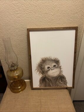 Hobby Lobby Baby Orangutan Art in Brown and Cream